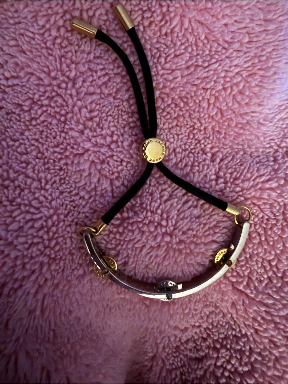Marc Jacobs Gold & Silver Adjustable Slide Bracelet with Black Cord